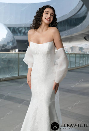 Exquisite Mermaid Wedding Gown With Chic Detachable Bow HW3600