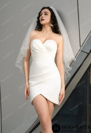 Convertible Two-Piece Wedding Dress: Detachable Overskirt with Sweetheart Short Skirts HW3606