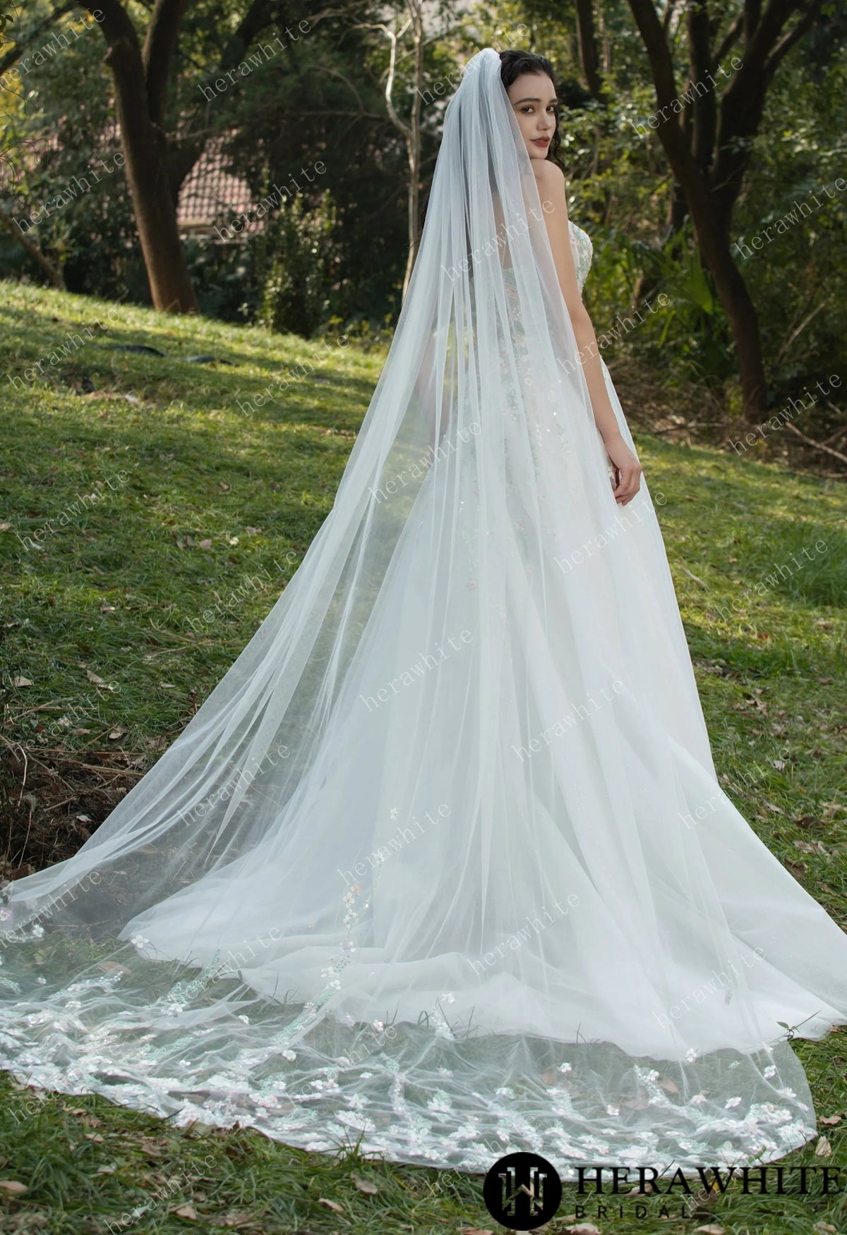 Colourful Embroidered Floral With Spaghetti Straps Square Neck Wedding Dress HW3608