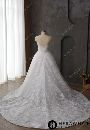 Stunning Sweetheart Neckline Sequined Lace Keyhole Wedding Dress HW3612