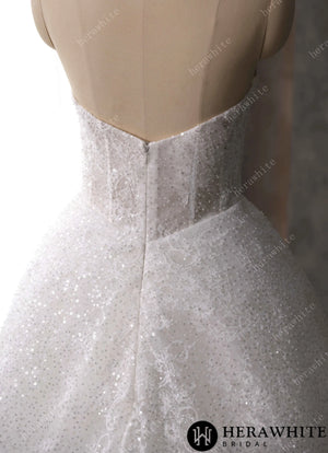 Stunning Sweetheart Neckline Sequined Lace Keyhole Wedding Dress HW3612