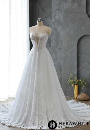 Sweetheart Neckline Keyhole Lace Ball Gown Wedding Dress HW3616