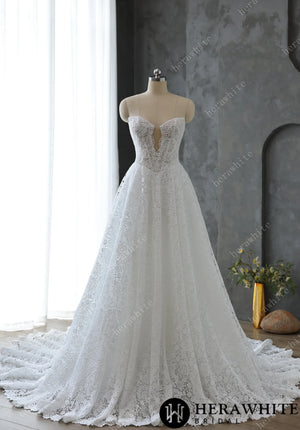 Sweetheart Neckline Keyhole Lace Ball Gown Wedding Dress HW3616