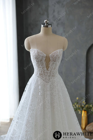 Sweetheart Neckline Keyhole Lace Ball Gown Wedding Dress HW3616