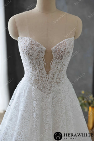 Sweetheart Neckline Keyhole Lace Ball Gown Wedding Dress HW3616