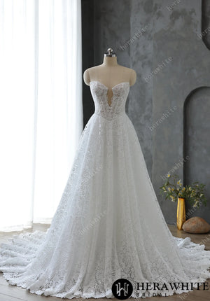 Sweetheart Neckline Keyhole Lace Ball Gown Wedding Dress HW3616