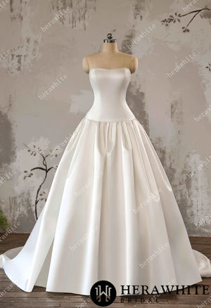 Timeless Elegance Satin Drop Waist Ball Gown HW3639