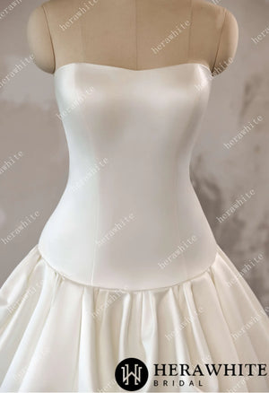 Timeless Elegance Satin Drop Waist Ball Gown HW3639