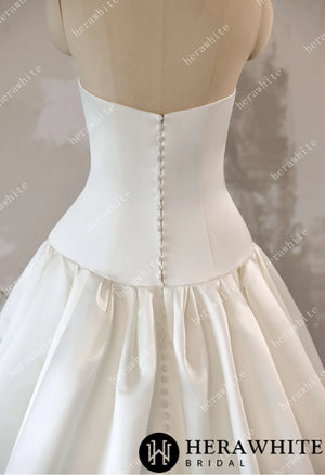 Timeless Elegance Satin Drop Waist Ball Gown HW3639