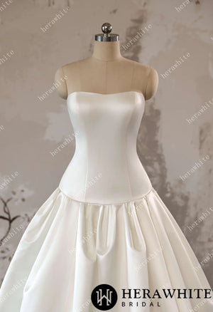 Timeless Elegance Satin Drop Waist Ball Gown HW3639