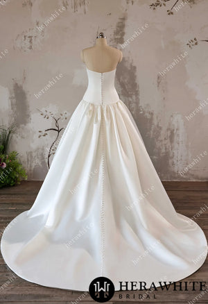 Timeless Elegance Satin Drop Waist Ball Gown HW3639