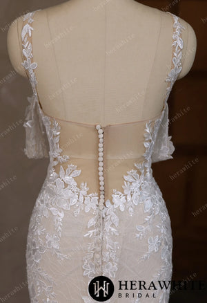 V-Neck Lace Mermaid Wedding Dress With Spaghetti Straps HW3643