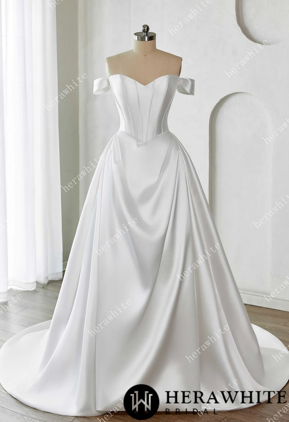Elegant Corset Mikado Ball Gown with Soft Sweetheart Neckline HW3658