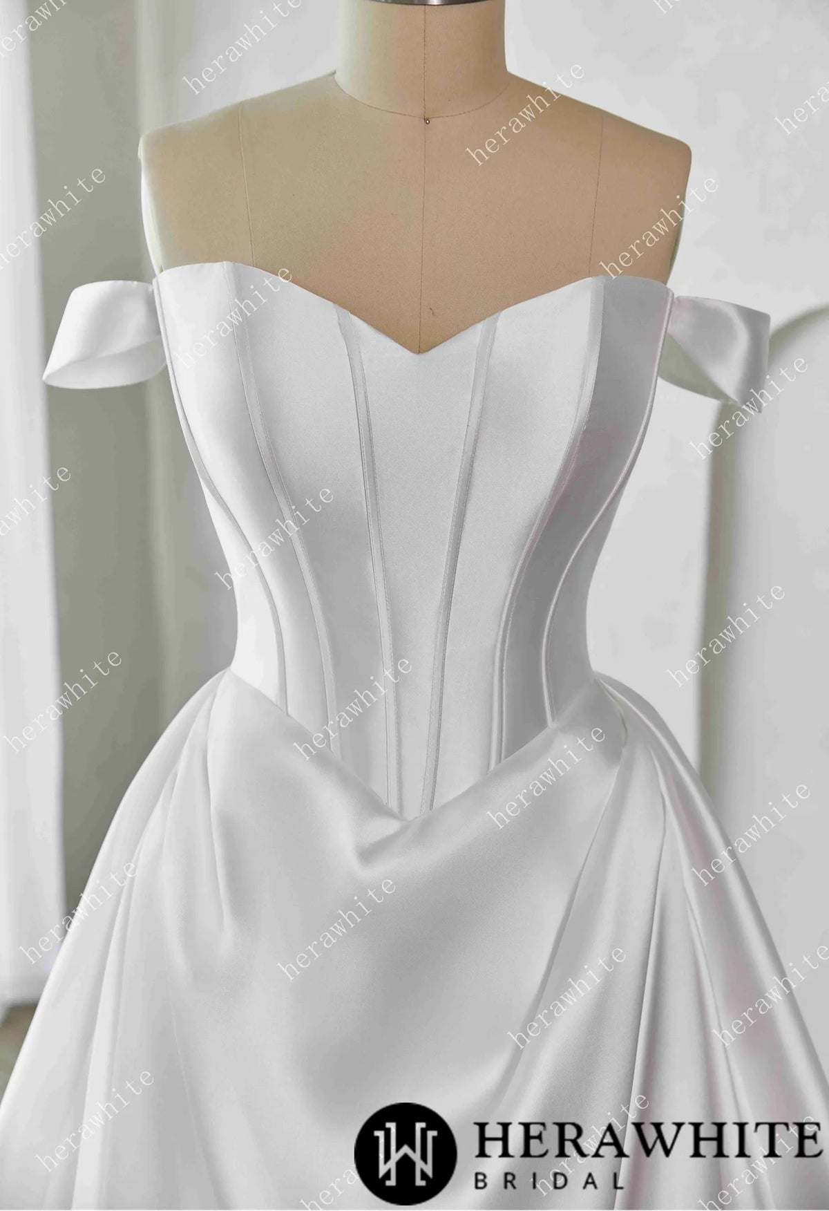 Elegant Corset Mikado Ball Gown with Soft Sweetheart Neckline HW3658