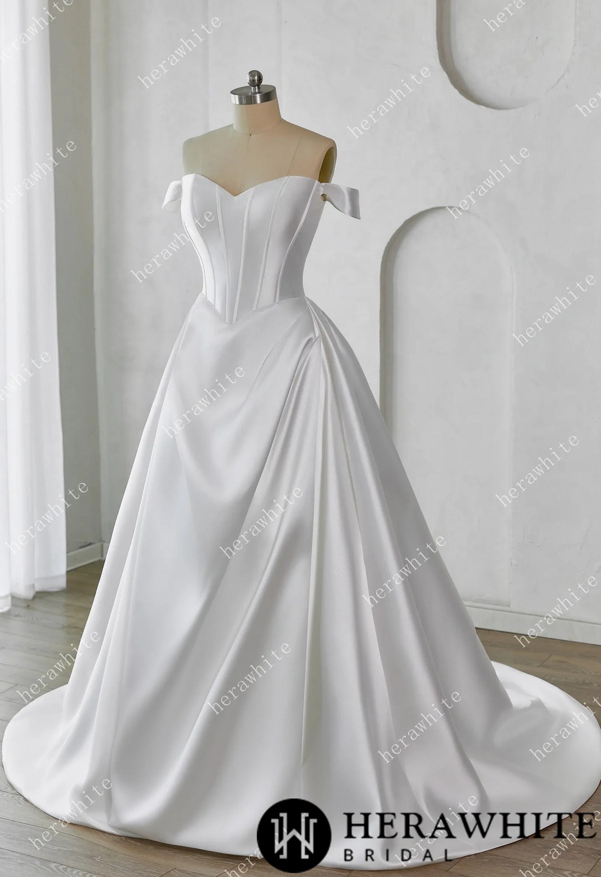 Elegant Corset Mikado Ball Gown with Soft Sweetheart Neckline HW3658