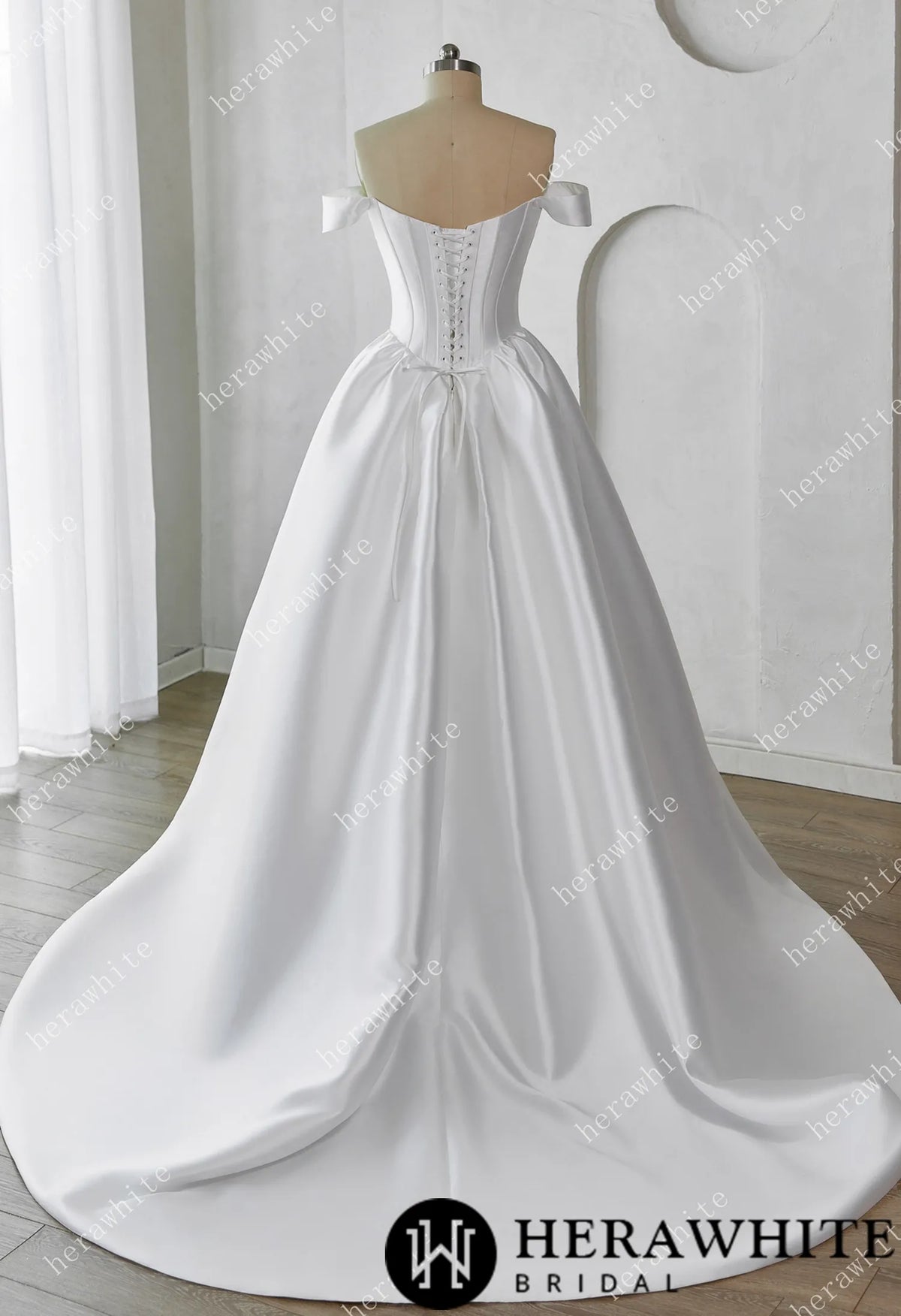 Elegant Corset Mikado Ball Gown with Soft Sweetheart Neckline HW3658