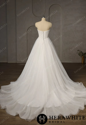 Pearl-Beaded Ball Gown With Sweetheart Neckline & Corset Lace-Up Back HW3747