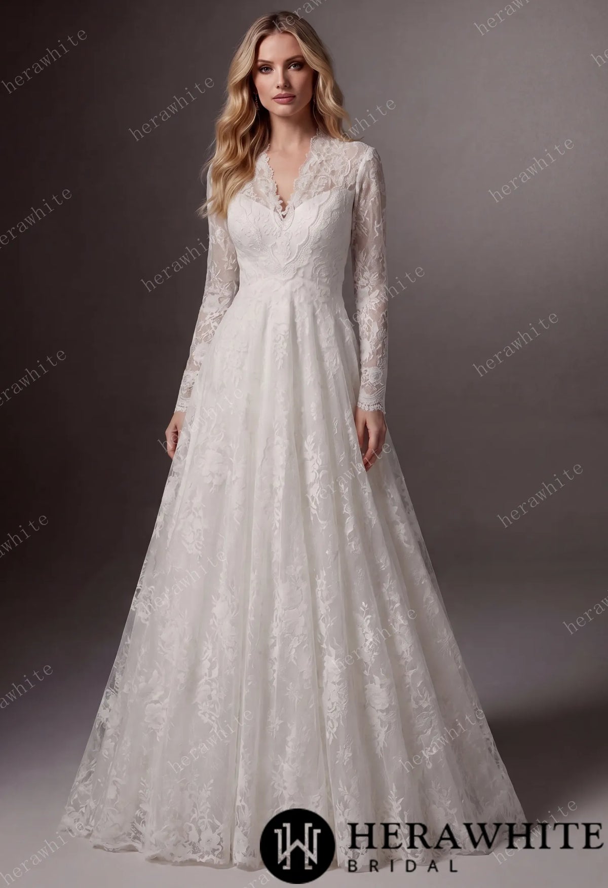 Vintage Boho Lace Sheath Wedding Gown With Illusion Long Bell Sleeves HW3751
