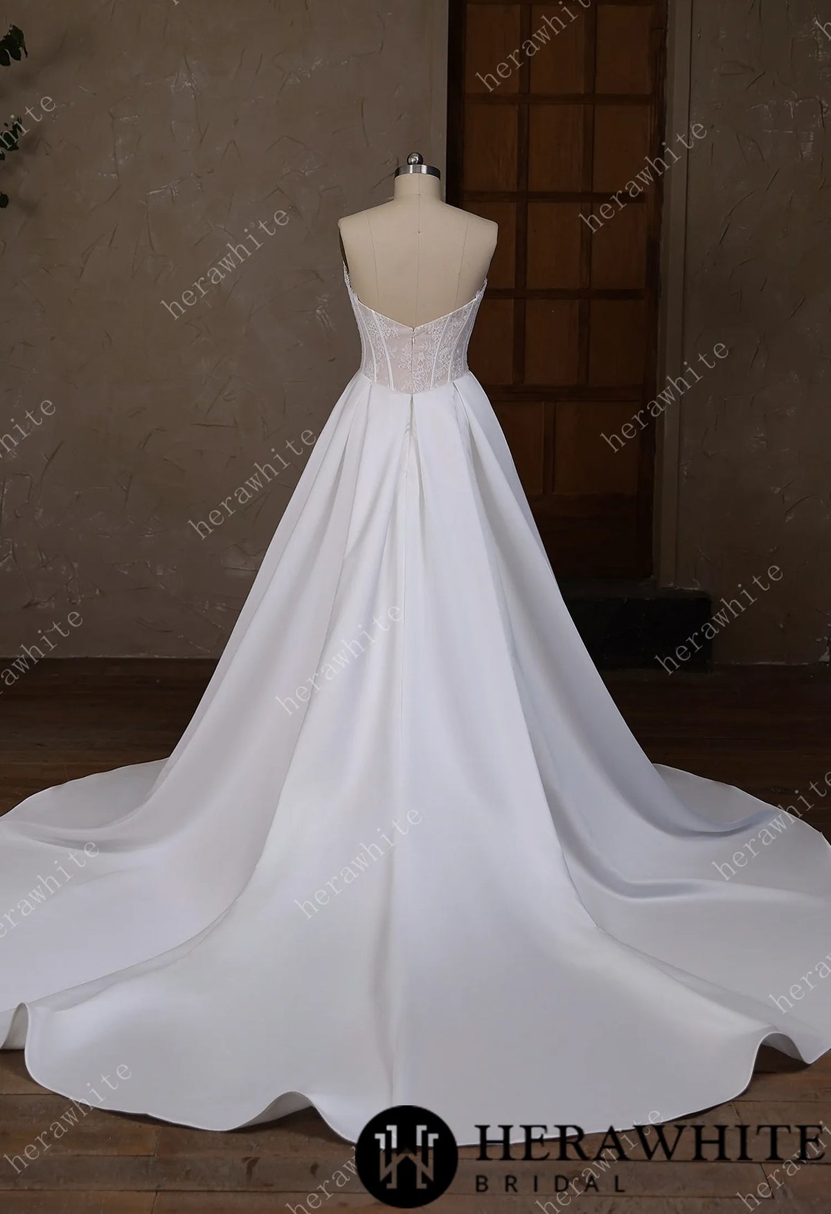 Irregular neckline with a Basque waistline wedding gown HW3796
