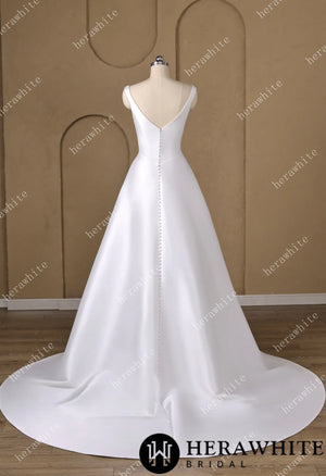 A heart-shaped neckline framed by wide Strap Draped A-Line Wedding Dress HW3798