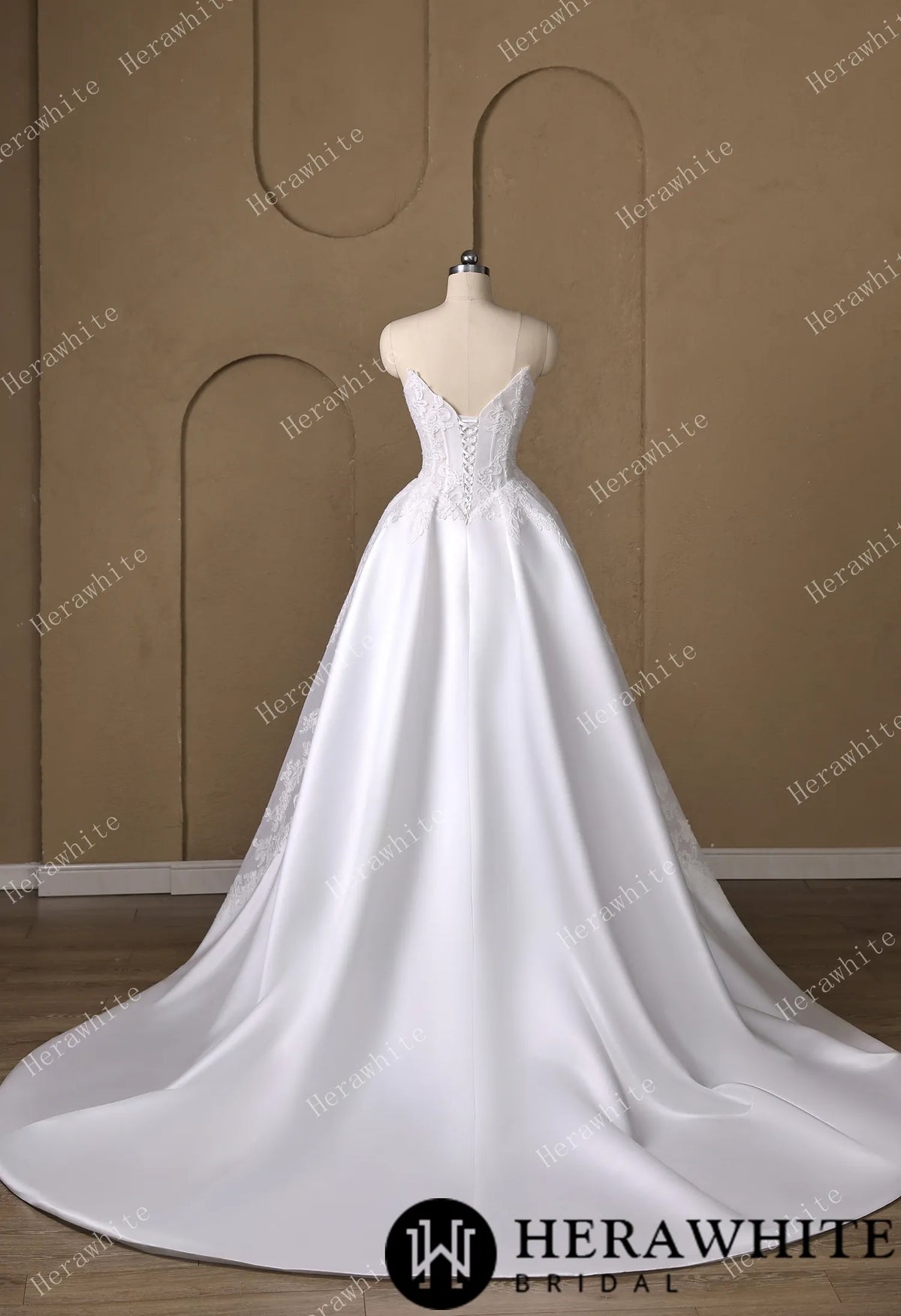 Strapless Sweetheart Lace & Satin Ball Wedding Dress HW3827