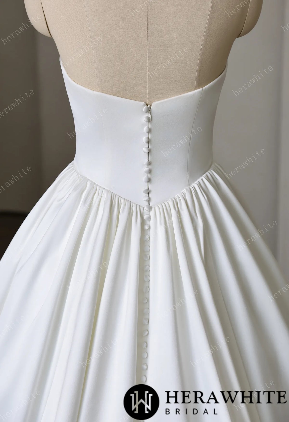 Strapless Sweetheart Satin Ball Gown with Pleated Bodice HW3892