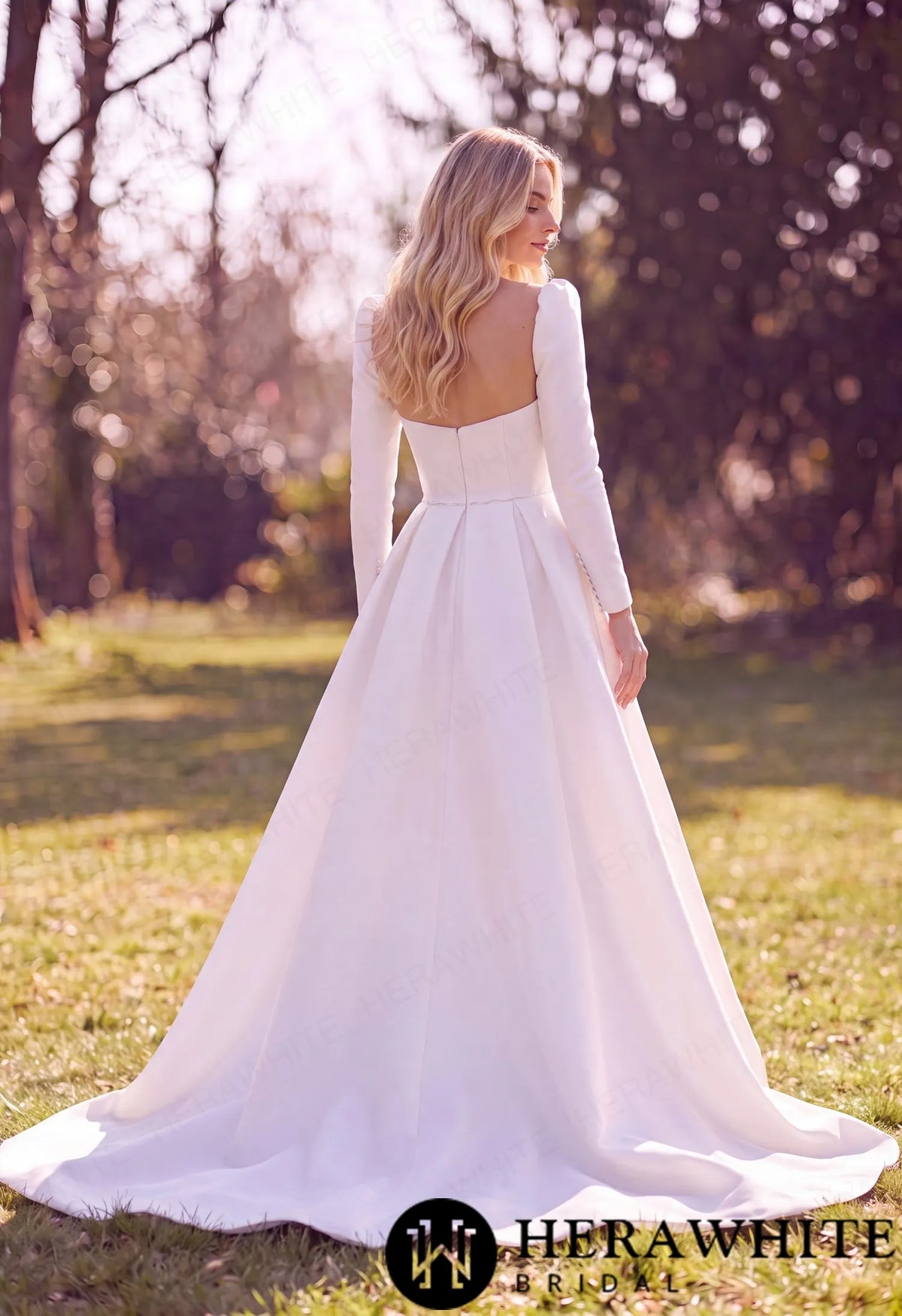 Mikado Wedding Gown with Detachable Overskirt HW3951