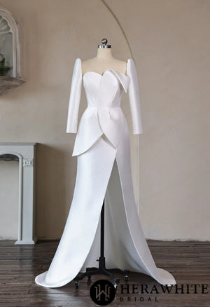 Mikado Wedding Gown with Detachable Overskirt HW3951