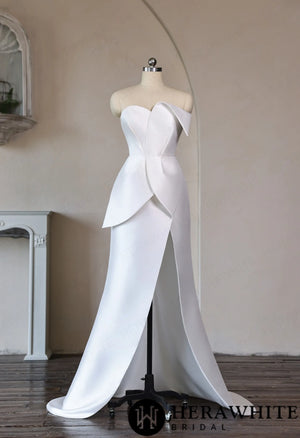 Mikado Wedding Gown with Detachable Overskirt HW3951