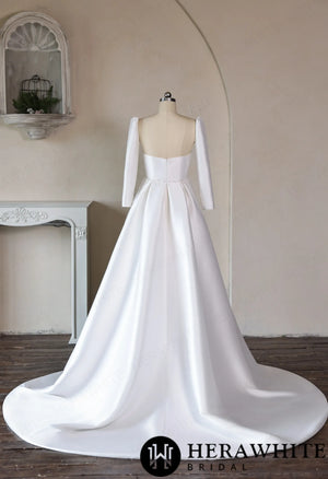 Mikado Wedding Gown with Detachable Overskirt HW3951