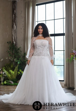 Romantic Glitter Tulle Ballgown with Detachable Shawl HW4045
