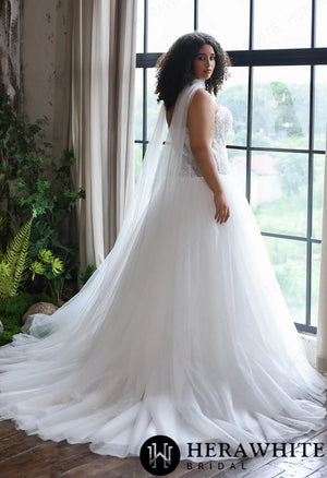 Romantic Glitter Tulle Ballgown with Detachable Shawl HW4045