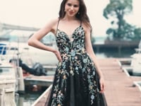 Mystery  V-Neck Spaghetti Straps with Colorful Lace Wedding Dress HW3418