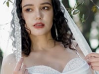 Spaghetti Straps Beaded Crepe With Split Wedding Dress HW3564