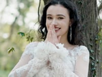 3D Flower Bateau Neckline Long Sleeve Eternal Lace Gown HW3565