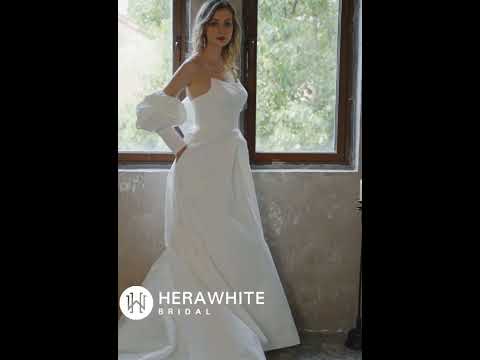 Scoop Neckline Brocade Satin Pockets Ballgown Wedding Dress HW3043