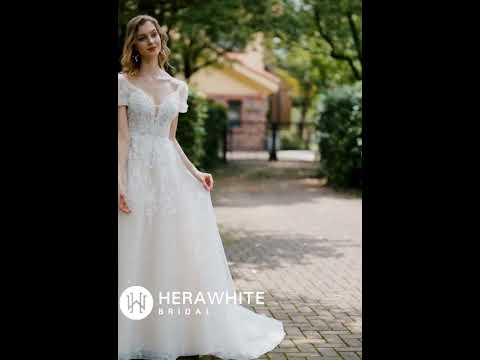 Sparkly A-Line Beaded Spaghetti Straps Wedding Dress HW3048