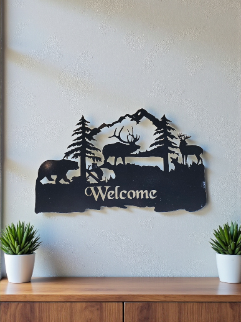 METAL Bear elk deer scene