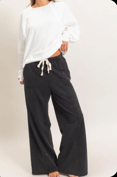 Wide Leg Washed Pants