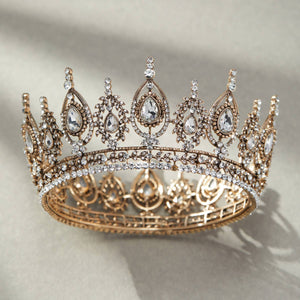 SWEETV Royal Queen Crown for Women: Antique Gold