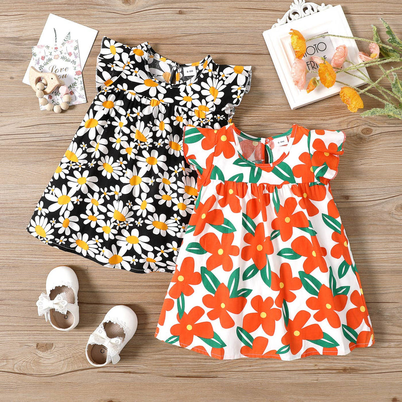 Baby All Over Floral Print Flutter-sleeve Dress